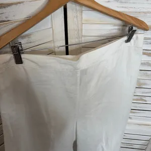 CHICO'S Women's 2 US 12 100% Linen Wide Leg Pull On Pants White Pockets Beachy thumbnail 11