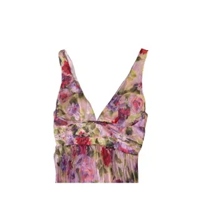 NWT Lulus Size Small Morgana Pink Multi Floral Satin Pleated Maxi Dress thumbnail 4