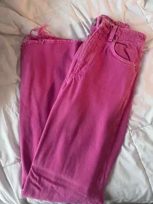 ZARA Pink Jeans Wide-Leg High-Waisted thumbnail 3