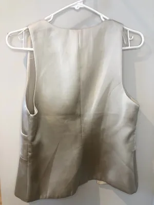 NWT Zara Champagne Satin V Neck Corset Top Peplum Hem. Size Small thumbnail 5
