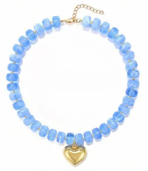 SheIn 1pc Women's Acrylic Bead Bubble Heart Cute Bohemian Y2K Style Choker Necklace thumbnail 1