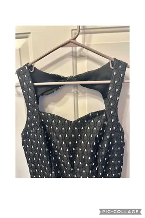 Quinn Black and White Embroidered Back Cutout Mini Dress Small thumbnail 3