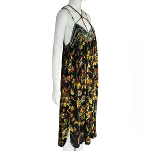 Free People Bohemian Garden Party Cotton Blend Knit Dress In Black Combo S L G#3 thumbnail 5