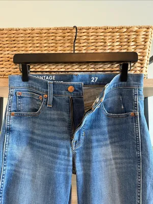 J. Crew Mid-Rise Vintage Slim Straight Raw Hem Ankle Jeans, 27 thumbnail 5
