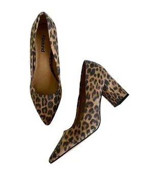 Abound Audry Beige Leopard Print Block Heel Pointed Toe Pumps Size 6.5 thumbnail 1