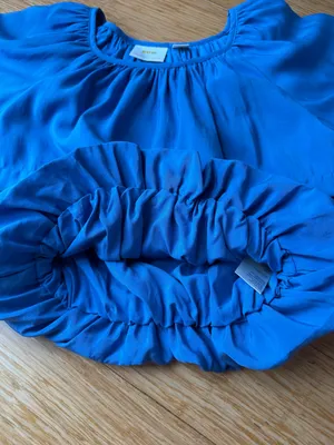 Anthropologie Maeve Blue Bubble Tiered Puff Sleeve Top XS thumbnail 10
