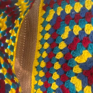 Handcrafted Multicolor Crochet Shoulder Bag Yellow thumbnail 6