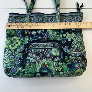 Vera Bradley Tote‎ Bag Quilted Floral Lightweight Travel Carry On Green thumbnail 8