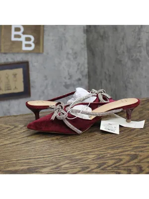 A New Day Womens Gwen Rhinestone Bow Heels 94656736 Burgundy Red 6.5M thumbnail 7