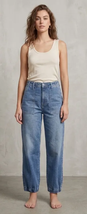 Risen Jeans High Rise Barrel Utility Denim Jogger 13x31 thumbnail 1
