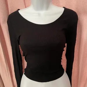 Long Sleeve Side Cut Out Top Black Size L thumbnail 1