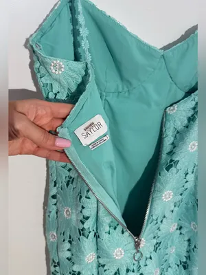 SAYLOR Mint Green Floral Lace Midi Dress with Spaghetti Straps thumbnail 9