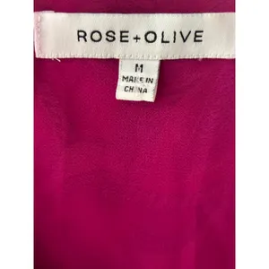 Rose + Olive Magenta Pink Paisley Peplum Sleeveless V-Neck Blouse Top Womens Med thumbnail 4