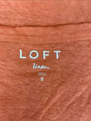 Ann Taylor 100% Linen Coral Orange Sleeveless Blouse Top S thumbnail 4