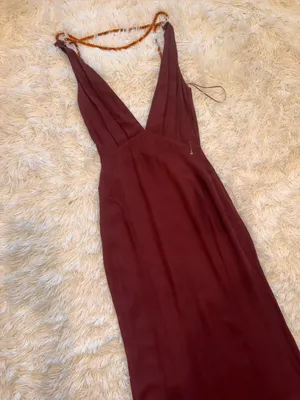 NEW Reformation plus Camille Rowe Hugo low back Mahogany gown sz 0 thumbnail 6