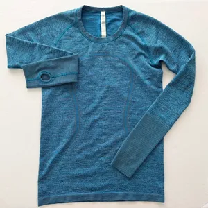 Lululemon Swiftly Tech Long Sleeve Crew Indian Ocean Teal Blue Black Size 8 thumbnail 2