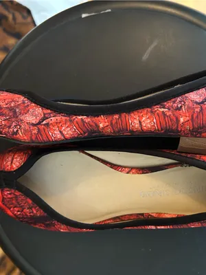 Christian Siriano Red and Black Peep-Toe Flats. Ballerina Open toe EUC thumbnail 3