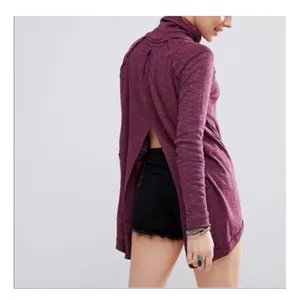 Free People Split Back Turtleneck in Plum Size XS thumbnail 2