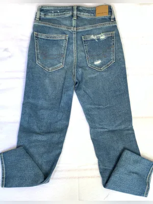 aerie Distressed Blue Boyfriend Jeans thumbnail 2
