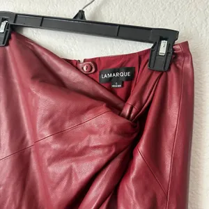 Lamarque Eileen Draped Faux Leather Maxi Skirt In Syrah Size Small thumbnail 7