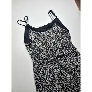 Urban Renewal Black Gray Animal Print Mesh Midi Dress Size M Leopard Zebra Y2K thumbnail 7
