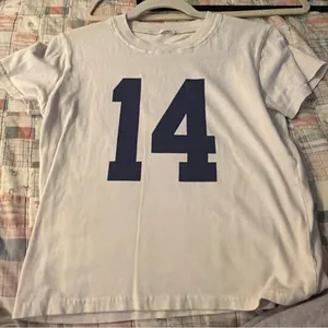 Brandy Melville White Tee with Bold Navy Print thumbnail 1