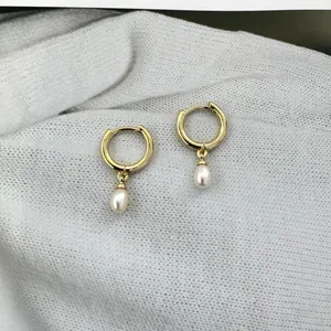 Elegant White Pearl Dangle Drop Earrings for Women thumbnail 2