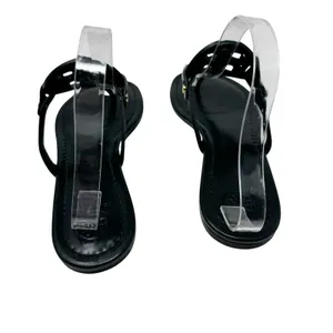 Tory Burch Miller Sandal Black Leather Logo Medallion Thong Flat Size 9.5 thumbnail 4
