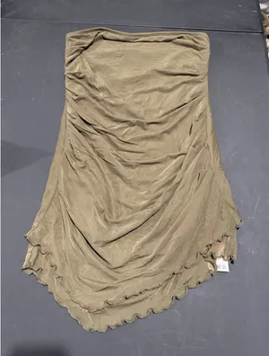 NWT Cider Strapless Ruched Olive Green Mini Dress Women's‎ Size L thumbnail 1
