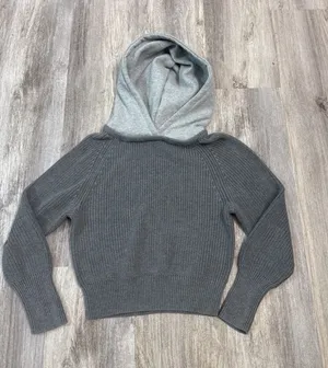 all:row Womens Gray Ribbed Knit Contrast Hooded Sweater‎ Size Small thumbnail 1