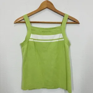 Vintage 90s Pastel Lime Green Sweater Set Striped Trim Clueless Preppy‎ Momcore thumbnail 4
