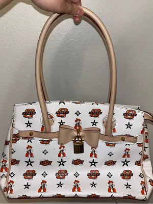 Oklahoma State OSU Cowboy Graphic Satchel Handbag Bow Charm Bag thumbnail 1