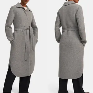 NWT Theory Womens Long Grey Wool and Cashmere Shirttail Belted Coat, size XS thumbnail 4