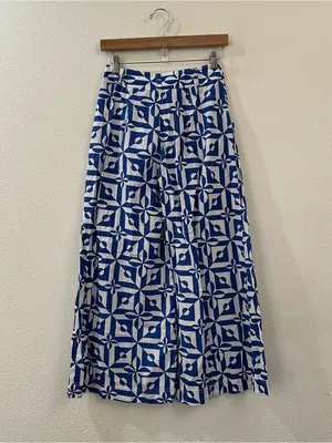 Free‎ People Menocra Cropped Printed Pant in Cobalt Size 2 thumbnail 8