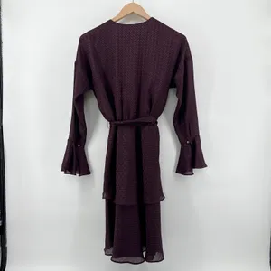 NEW NWT Joie Marcel Blackberry Houndstooth Tiered‎ Long Sleeve Wrap Dress Small thumbnail 7