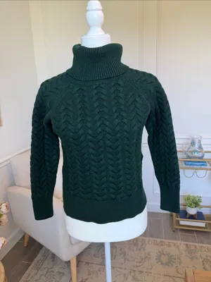 Aritzia Wilfred Free Lin Sweater 100% Wool Roll Neck Green XS thumbnail 3