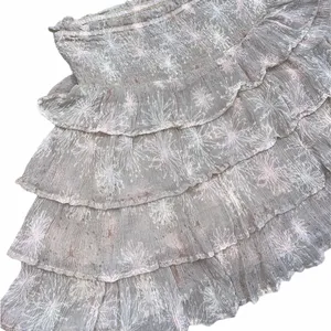 Chan Luu tan floral ruffle skirt size medium thumbnail 2