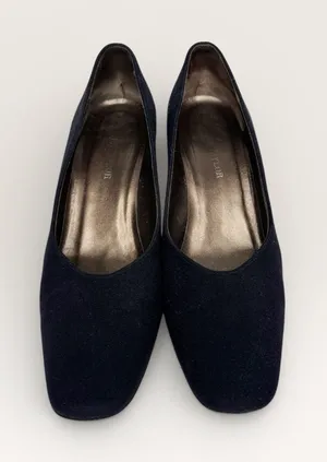 Ann Taylor 2010’s Round Toe Fabric Leather Kitten Heel Black Pumps Sz 9 thumbnail 1