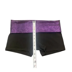 VS PINK Yoga Shorts Foldover Black Purple Snake Animal Print Y2K Vtg Size‎ M thumbnail 4