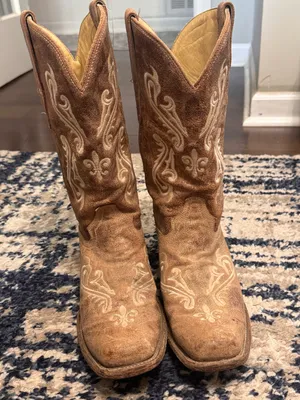 Corral Cortez Honey Flur De Los Western Tan Leather Cowboy Square Toe Boots 9.5M thumbnail 2