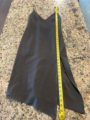 Backstage Asymmetrical Slip Dress XS Olive Green Side Slit Minimalist Midi thumbnail 7