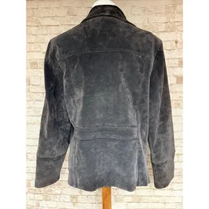 Vtg 90s/Y2K Papaya Brown Leather Women's Suede Button Front Lined Jacket 14 thumbnail 3