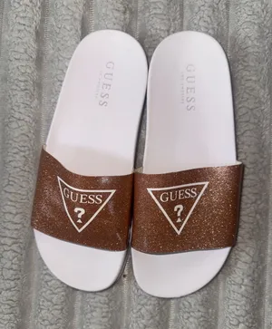 Guess Bronze Glitter Logo Slide Sandals Size 6 thumbnail 1
