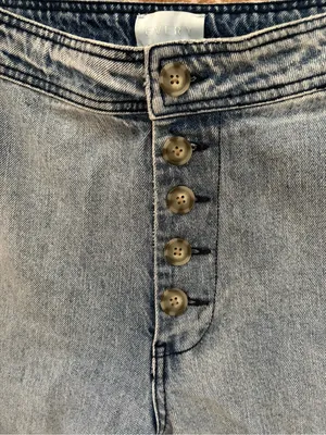 High-Rise Wide Leg Button-Fly Jeans in Faded Blue thumbnail 4