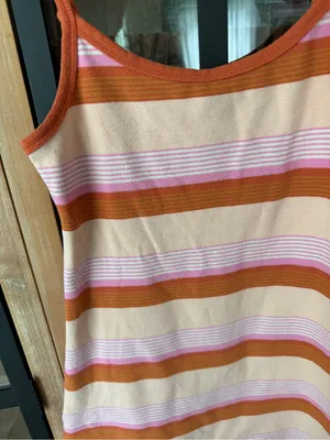 American Eagle knit cami mini dress orange pink striped print scoop a-line thumbnail 7