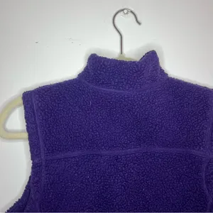 LL Bean Purple Sherpa Vest Embroidered Trim thumbnail 5