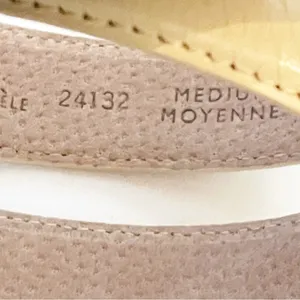 Liz Claiborne Vintage Medium Cream Genuine Bonded Leather Gold Hardware Belt NEW thumbnail 4