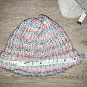 Handmade loom knitted multicolor adult beanie winter fashion thumbnail 3