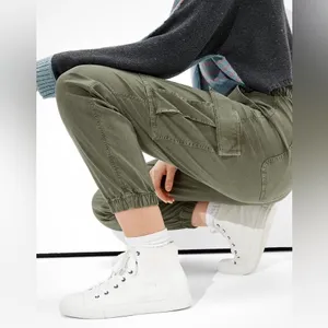 American Eagle Cargo Relaxed Mom Jogger Sz 10 Olive Army Green Cotton Blend thumbnail 1