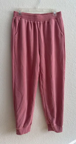 Unbranded Joggers Large Pink Elastic Waist Soft Knit Lounge Pants 7510 thumbnail 1